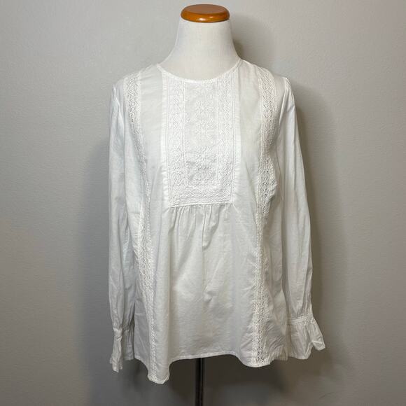 Velvet Graham Spencer NWT White Long Sleeve Lace Peasant Boho Blouse Top Small - Picture 1 of 7